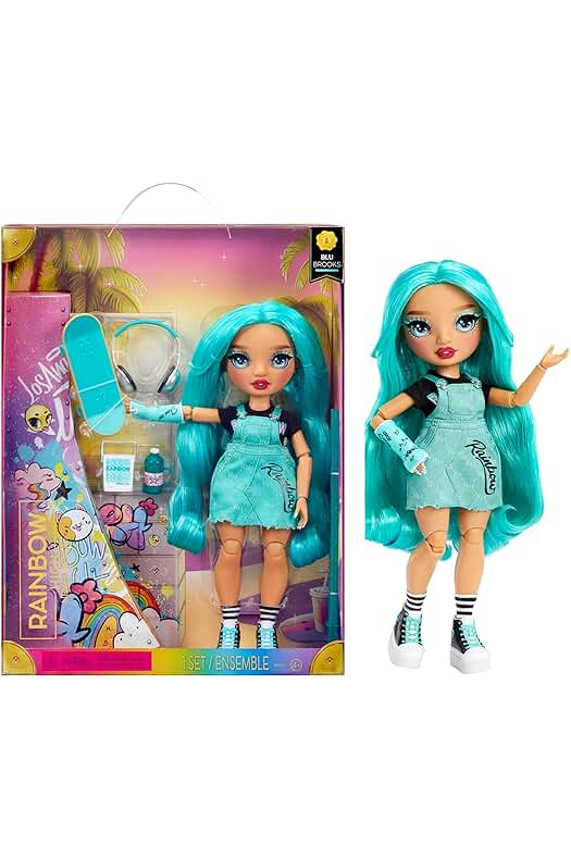 Muñeca de Moda Rainbow High - Brooks Azul - Conjunto de Moda y Accesorios Coloridos