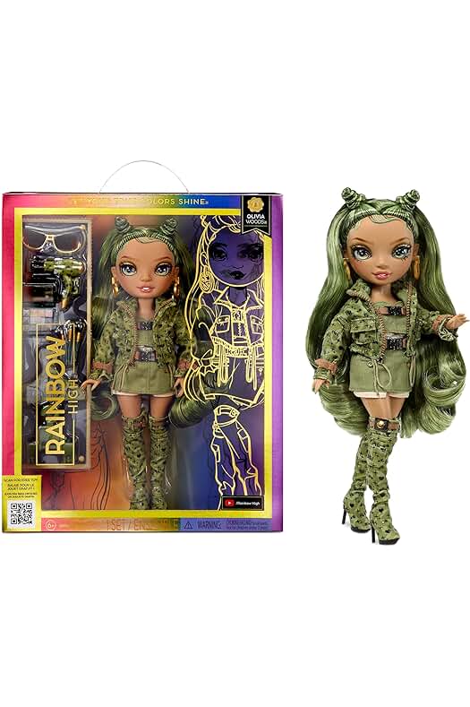 Muñeca Fashion Rainbow High: Olivia Woods con Traje de Moda y Accesorios Coloridos