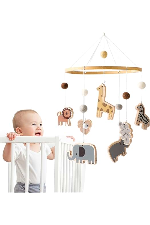 Móvil de animales para bebés: Encantadoras campanas de viento de fieltro para decorar la habitación del bebé.