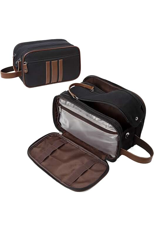 Neceser de viaje unisex con compartimentos, impermeable y de lona resistente.