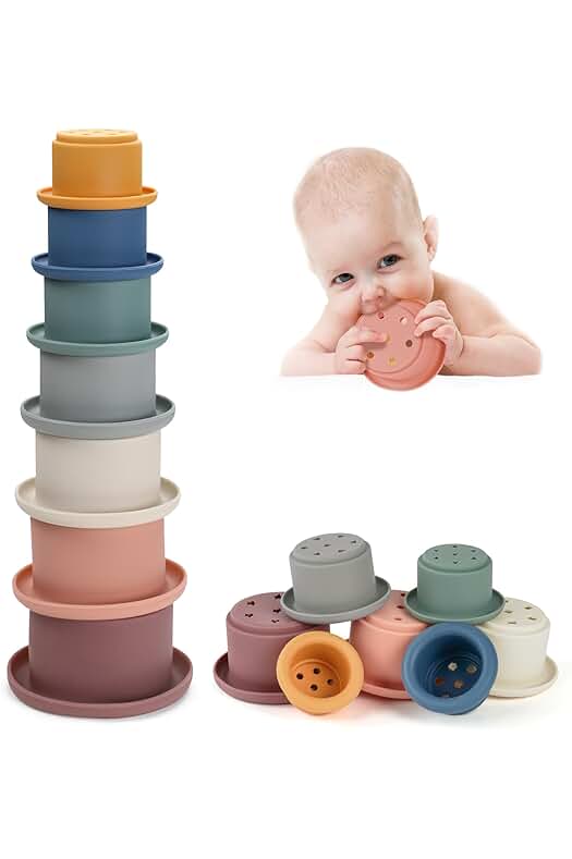 Nestling Fun: Juego de Vasos Apilables de Silicona para Bebés