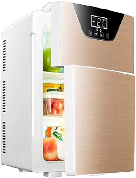 Nevera Mini Automóvil: Refrigerador compacto para coche y hogar con congelador y pantalla táctil.