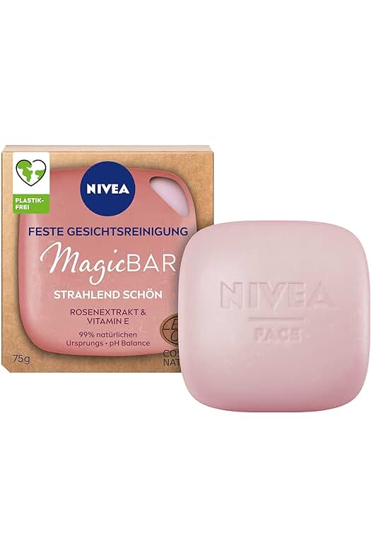 Nivea MagicBar: Limpiador facial sólido de rosa y vitamina E para una piel radiante.