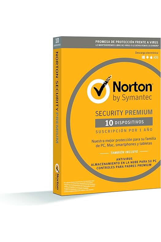 Norton Antivirus 2019 - Protección premium para 10 dispositivos en PC/Mac/iOS/Android por 1 año