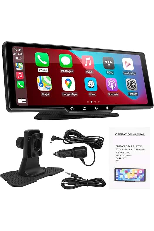 Nueva Pantalla Coche Inalámbrica con CarPlay/Android Auto - Radio Portátil con Bluetooth y Mirror Link