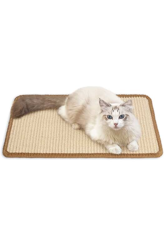 Nueva Titulo: Alfombrilla rascador para gatos - Cuerda de sisal natural - Color crema - 50x30cm