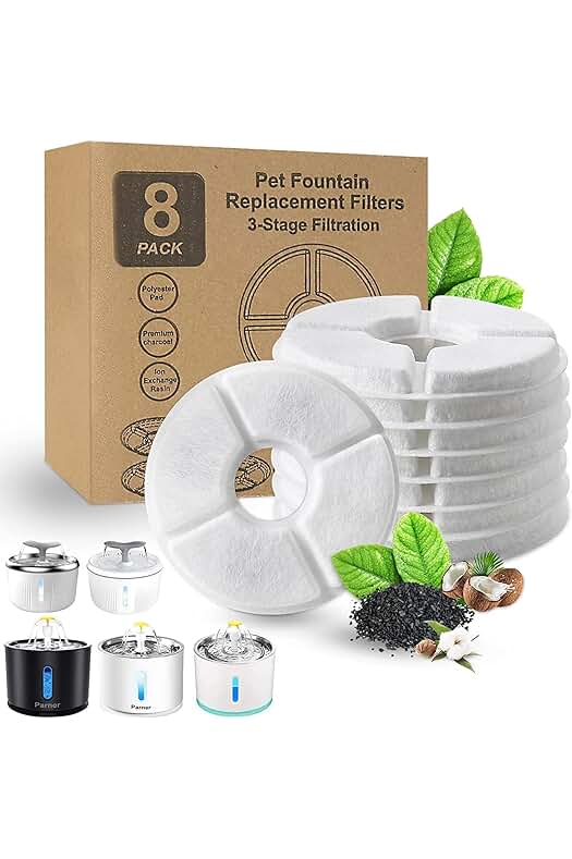 Nuevo  Paquete de 8 filtros de repuesto para fuente de agua saludable para gatos