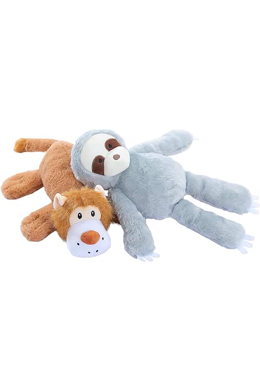 Nuevos juguetes chillones para perro de Amazon Basics, león y perezoso, pack de 2 unidades