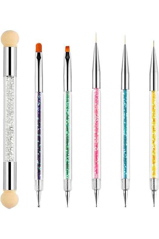 Nuevos Pinceles para Uñas Decorativos - Set de 6 pinceles acrílicos para manicura y nail art.