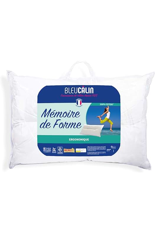 OMFWERGO Almohada Ergonómica de Memoria de Forma, Blanco, 50x70 cm, de Bleu Câlin.
