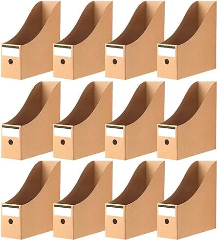 Organizador de Archivos de Revistas de Cartón Kraft para Almacenamiento y Organización de Papelería.