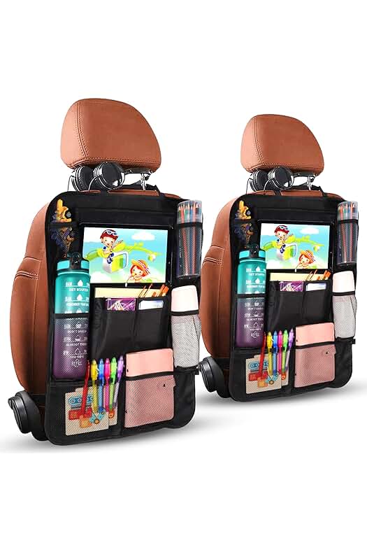 Organizador de Asiento para Coche con Protectores, Ideal para Niños, Tablet y Accesorios.