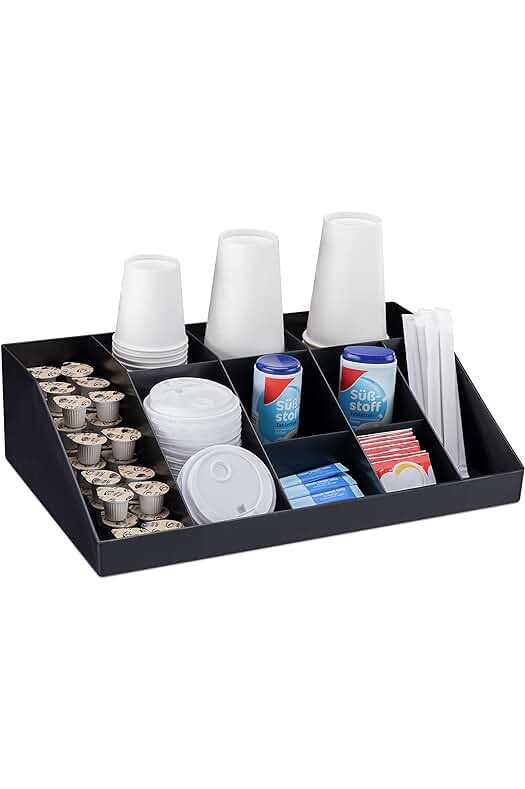 Organizador de café y té - Caja con 10 compartimentos para accesorios y utensilios de infusiones.