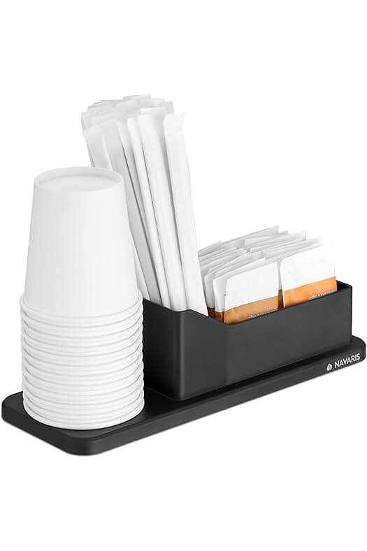Organizador de café y té con bandeja y portavasos - Ideal para cocina y oficina.