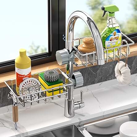 Organizador de Fregadero de Acero Inoxidable - Máxima Eficiencia en tu Baño o Cocina.