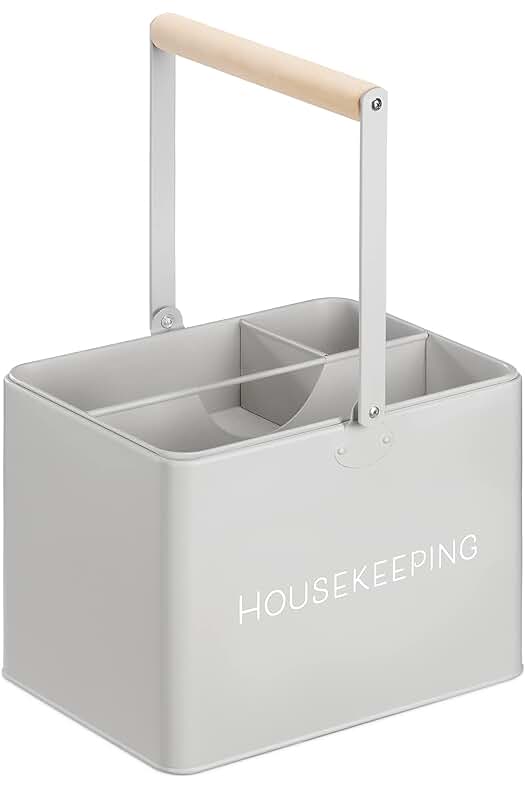Organizador de Limpieza - Caja de Almacenamiento para Productos de Limpieza - Gris - 27,7 x 23 x 21 cm