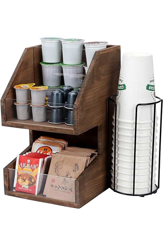 Organizador de Madera para Té y Café: Almacenamiento y Organización de Alimentos