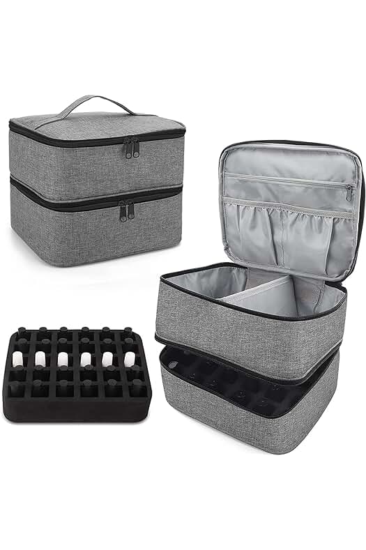 Organizador de maquillaje con capacidad para 30 botellas de esmalte y lámpara de uñas. (Gris)