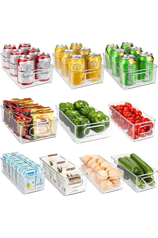 Organizador de Nevera ROYOUZI: Cajas de Almacenamiento Apilables y Transparentes para una Cocina Organizada.