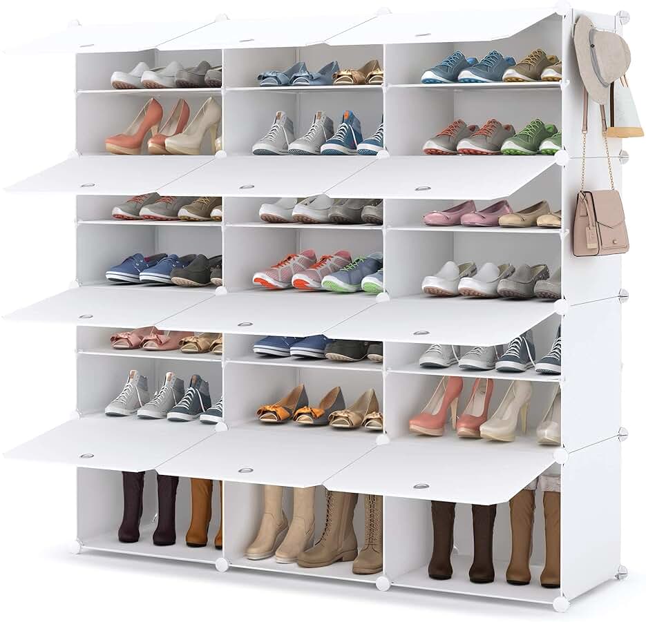Organizador de zapatos con capacidad para 42 pares - Mueble blanco para dormitorio o sala de estar.