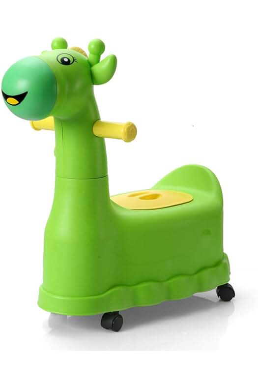 Orinal para bebé con diseño de jirafa y ruedas de entrenamiento.
