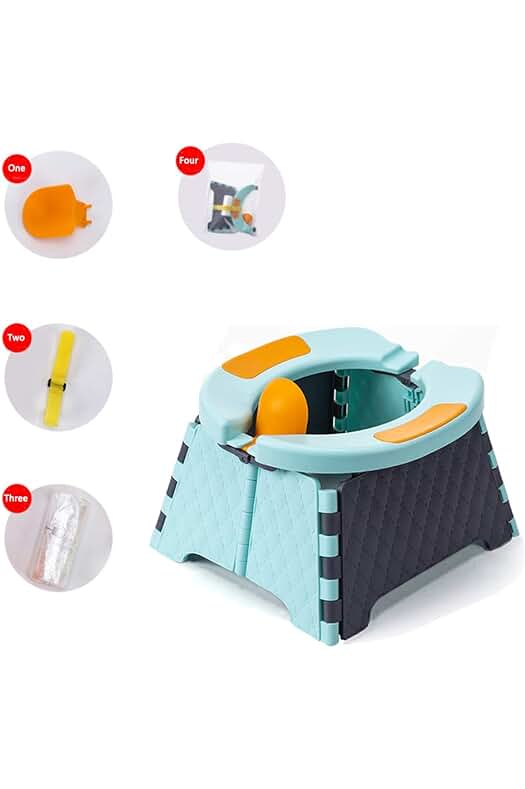 Orinal Portátil para Niños Pequeños | Práctico Asiento de Inodoro Plegable para Bebés (Azul)