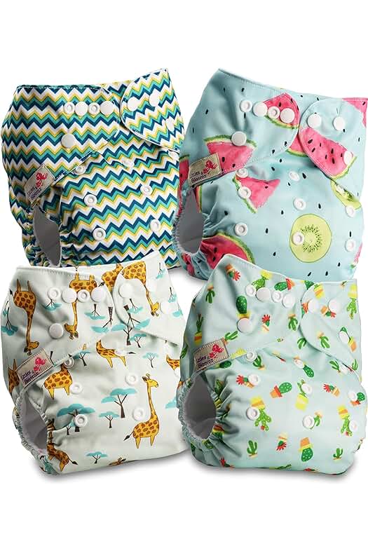 Pañal de tela reutilizable - Set de 4 pañales de tela con bolsillo para bebé.