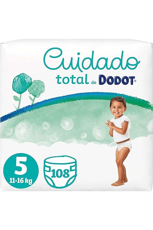 Pañales Dodot Cuidado Total Talla 5 para bebés: Protección suave y natural para la piel.