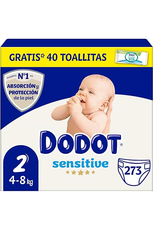 Pañales Dodot Sensitive Talla 2 + Toallitas Aqua Plastic Free: Protección óptima para la piel del bebé