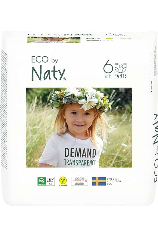 Pañales ecológicos absorbentes para bebés - Eco by Naty Pants (Talla 6, 18 unidades)