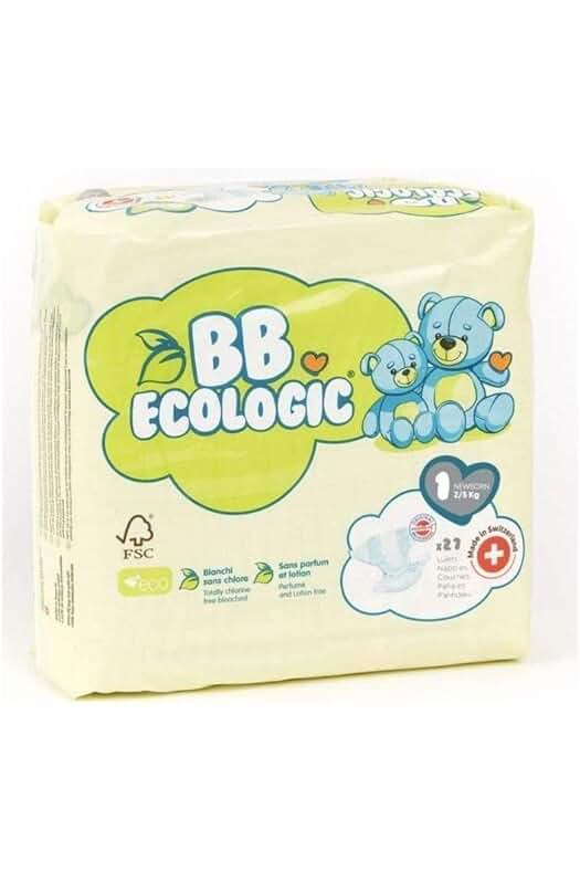 Pañales ecológicos BB Ecologic - Talla 1: suaves, seguros y respetuosos con el medio ambiente.