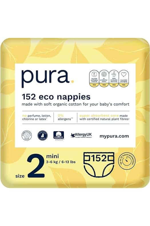Pañales ecológicos premium para bebés, tamaño 2, sin perfume, clínicamente probados y hipoalergénicos.