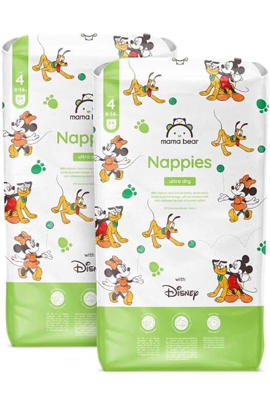 Pañales Mama Bear Disney ultrasecos - Talla 4, 168 Unidades - Pack Mensual Amazon