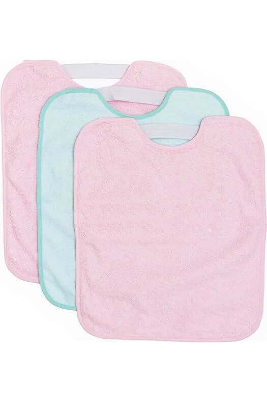 Pack 3 Baberos Impermeables para Bebé Niña | Cierre con Goma | 90% Algodón 10% Poliéster | Más de 1 Año