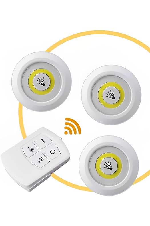 Pack 3 Luces Led Inalámbricas con Mando a Distancia y Fácil Instalación sin Cables.