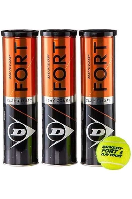Pack de 12 pelotas de tenis Dunlop Fort Clay Court en 3 botes