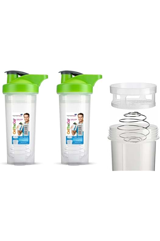 Pack de 2 Botellas Deportivas de Proteína en Polvo, 700 ml, sin BPA, a Prueba de Fugas
