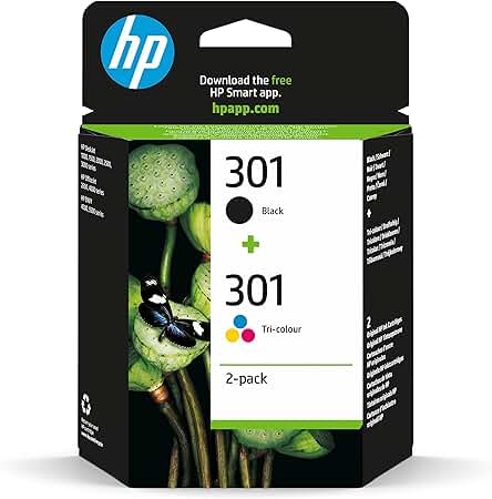Pack de 2 Cartuchos de Tinta Originales HP 301 N9J72AE para Impresoras HP