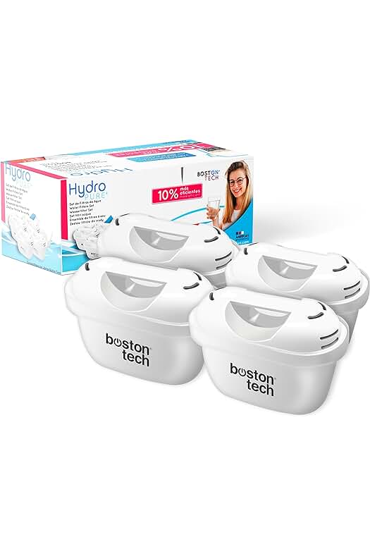 Pack de 4 filtros de agua Hydro Pure+ compatibles con jarras Brita, sin necesidad de adaptador.