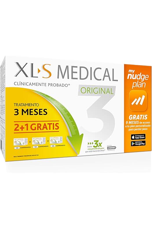 Pack XLS Medical para perder peso: 3 meses de tratamiento con 540 comprimidos y asesoramiento nutricional.