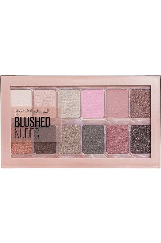 Paleta de sombras de ojos Blushed Nudes de MAYBELLINE New York, 12 colores deslumbrantes.