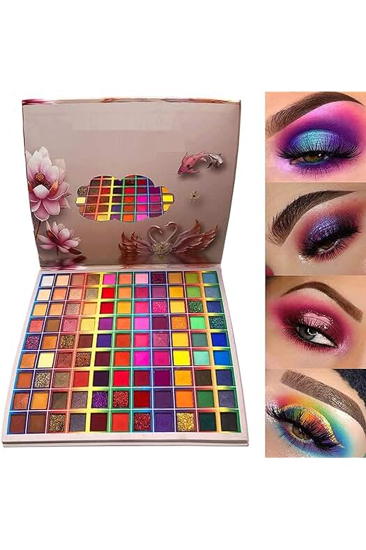 Paleta de sombras de ojos de larga duración con 99 colores y acabado mate y brillante.