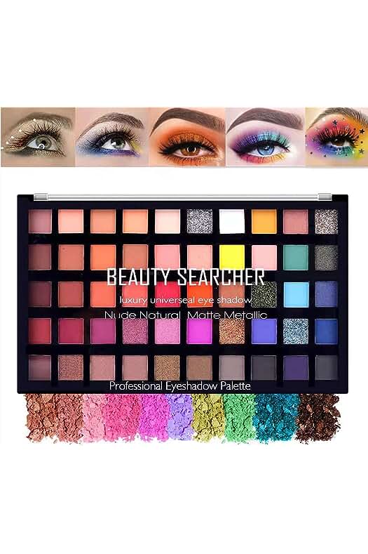 Paleta de sombras de ojos metálica con 50 colores vibrantes y duraderos.