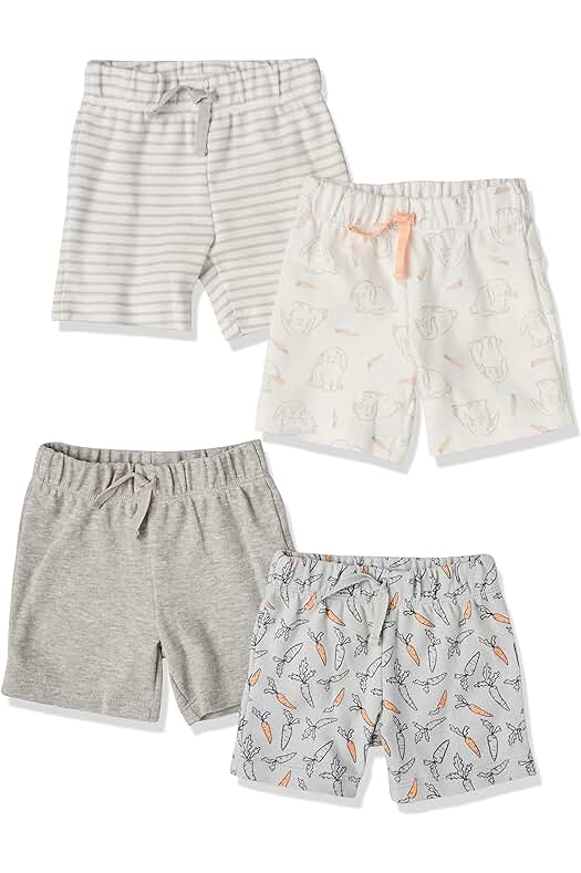 Pantalones cortos de algodón unisex con cintura elástica en múltiples paquetes - Amazon Essentials.
