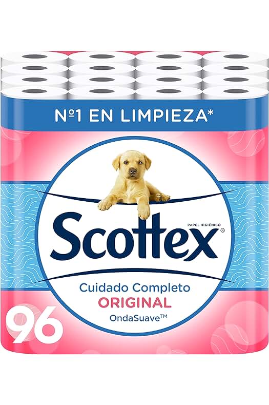 Papel higiénico Scottex Original - 96 rollos en 6 packs de 16 rollos.