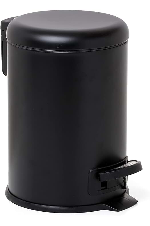Papelera de baño de acero inoxidable TATAY, 3L, cierre suave, sin BPA - Negro.