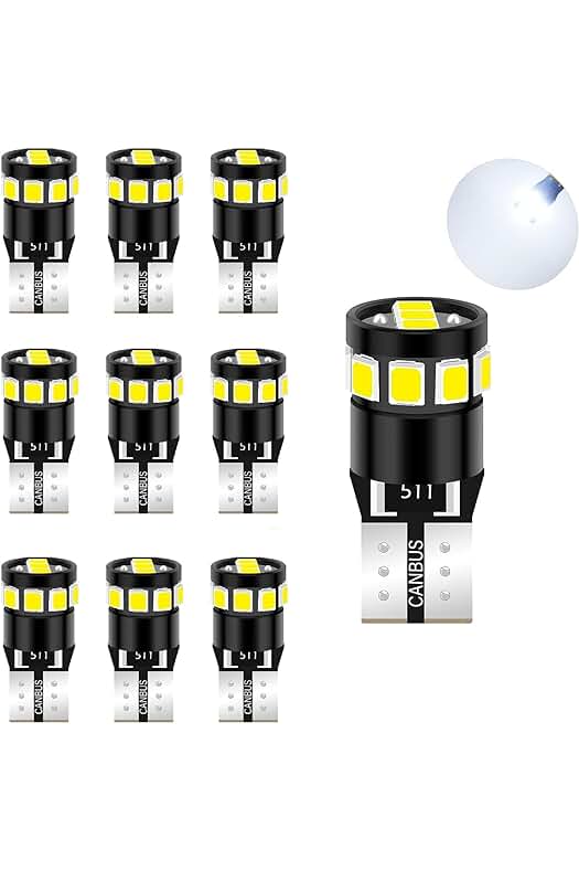 Paquete de 10 luces LED para automóvil, sin errores, 6500K, 220LM, reemplazo de lámparas
