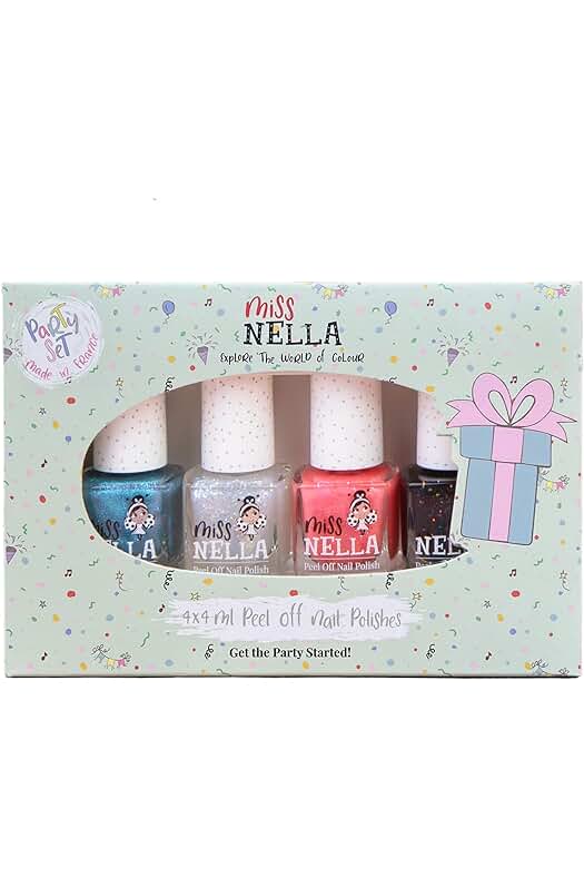 Paquete de 4 esmaltes de uñas para niños, seguro y sin olor, ideal para fiestas.