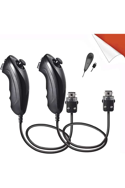 Paquete doble de Controladores Wii Nunchuck para Nintendo Wii y Wii U - Negro