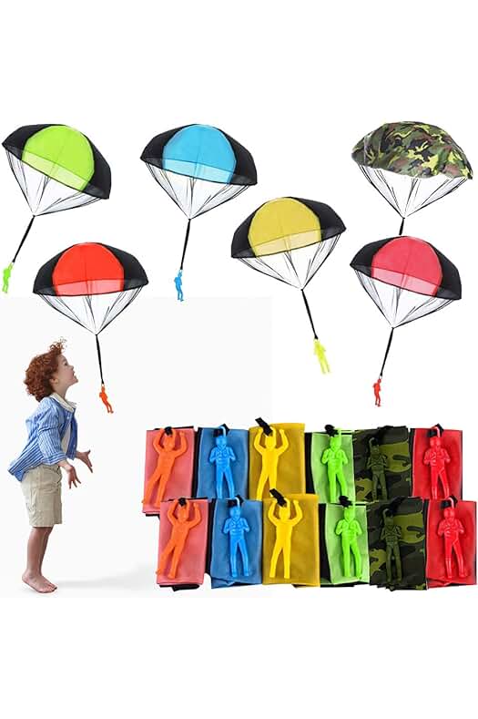 Paracaidas Infantil: Juego de Paracaídas para Niños, 12 Piezas - Divertido Juguete al Aire Libre